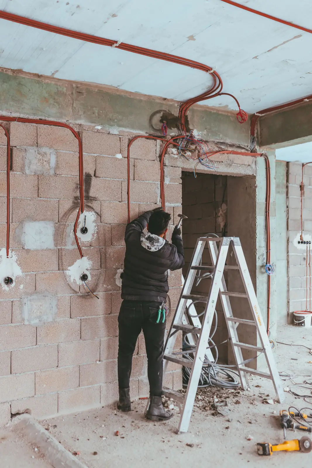 First-fix conduit and back boxes on site, for electrical inspection in Barrie